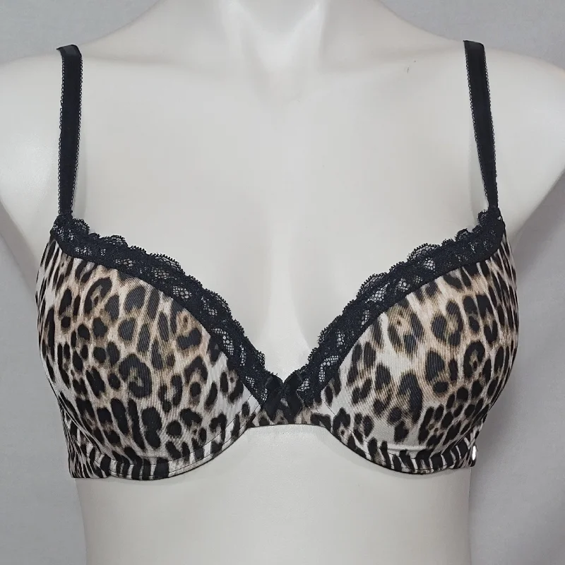 Scandale by Halle Berry Paris Push Up Underwire Bra 34C Animal Print