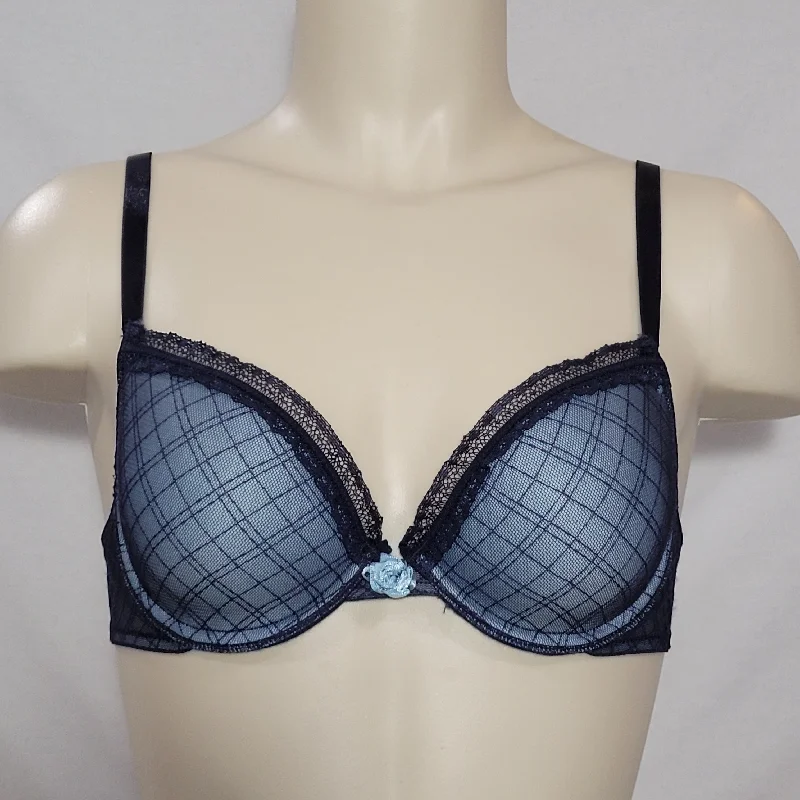 DKNY 453736 Mesh Covered Molded Contour Cup Underwire Bra 32C Blue NWOT