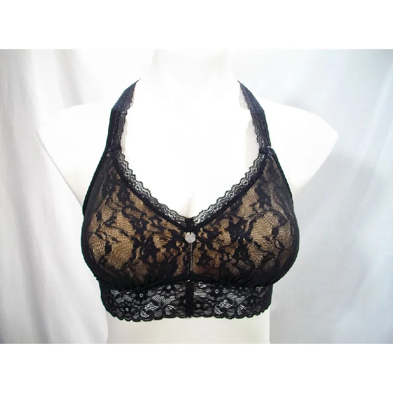 DKNY 735233 Signature Lace T-Back Wire Free Bralette LARGE Black