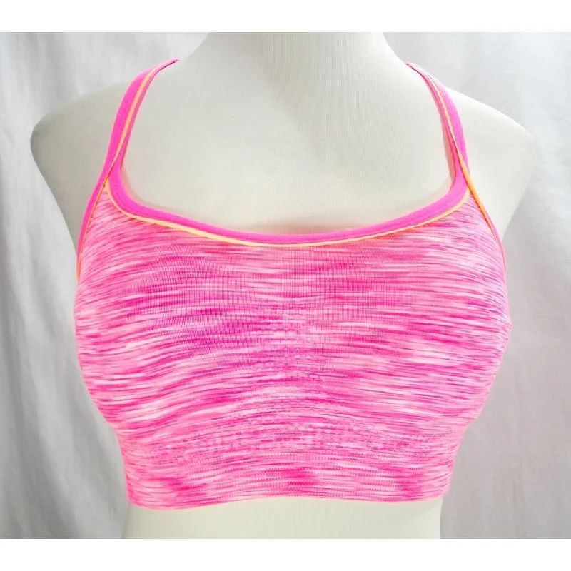 Everlast Wire Free Padded Racerback Sports Bra LARGE Fuschia Sun Space Dyed