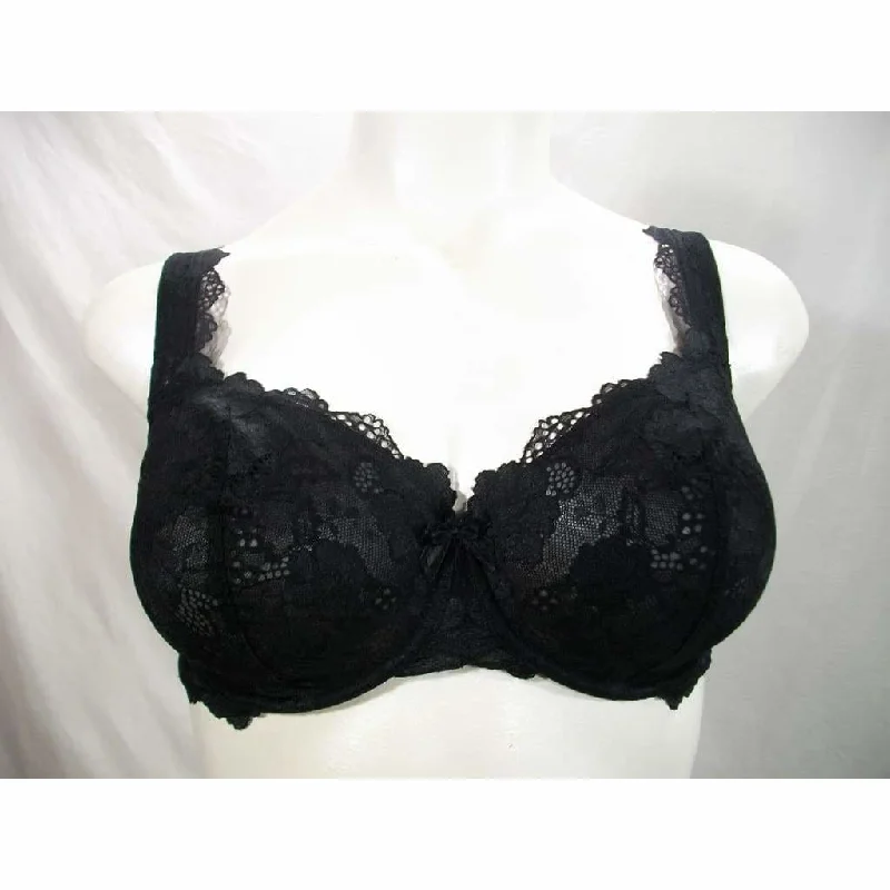 Felina 110026 Monica Unlined Lace Semi Demi Underwire Bra 38DD Black NWT