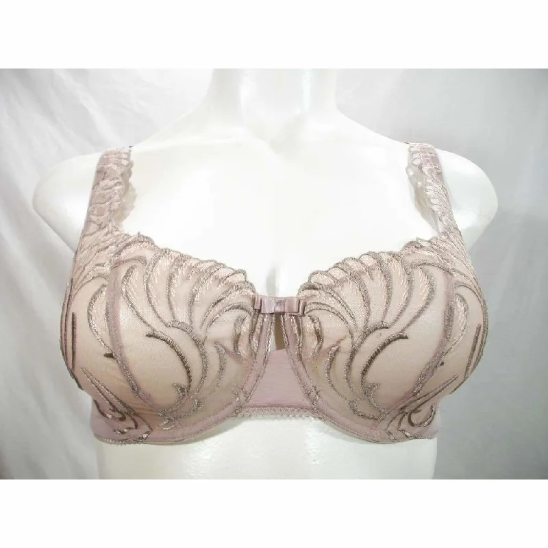 Felina 110040 Lana Embroidered Unlined Plunge Balconette Underwire Bra 36DD Mocha