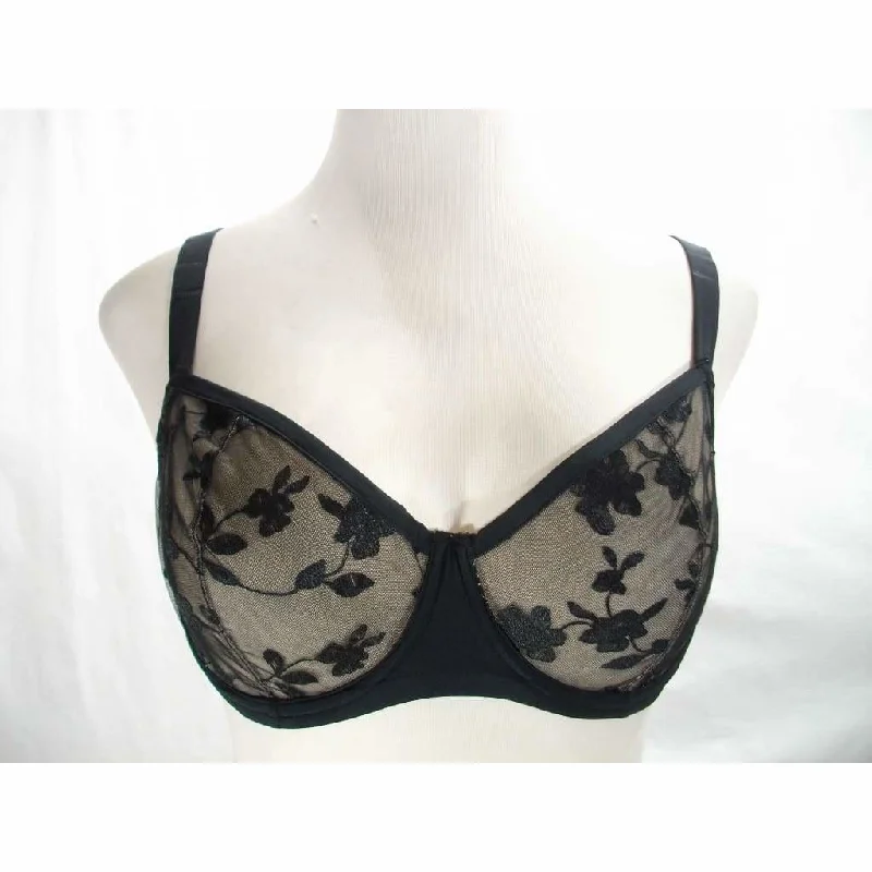 Felina 190013 Sabrina Semi Sheer Lace Demi Underwire Bra 32C Black