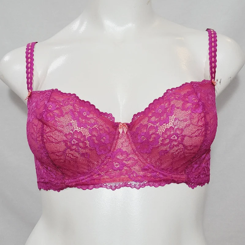 Felina 5894 Harlow Sheer Lace Full Busted Demi Underwire Bra 32C Wild Aster