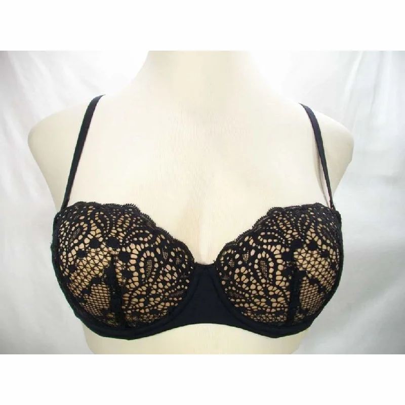 Fine Lines SU014 Silhouette Strapless Convertible UW Bra 34C Black NWT
