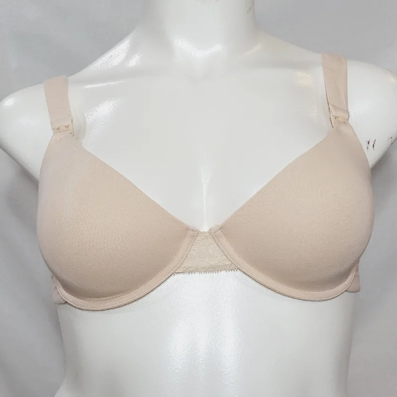 Gilligan O'Malley 90% Cotton Nursing Maternity Lace Trim UW Bra 34DDD Nude NWT