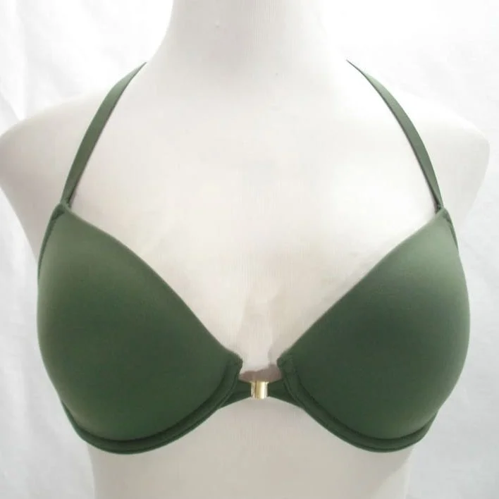 Gilligan O'Malley Front Close Everyday Lace Racerback UW Bra 34D Moss Green
