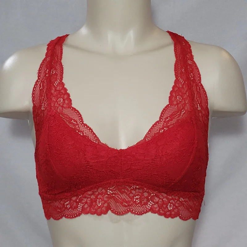 Gilligan & O'Malley Lace Pullover Racerback Bralette SMALL Red Pop NWT