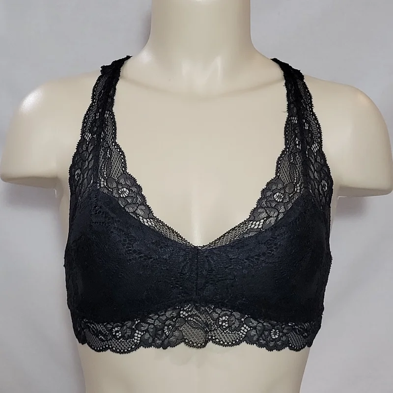 Gilligan & O'Malley Lace Pullover Racerback Bralette X-SMALL Black NWT