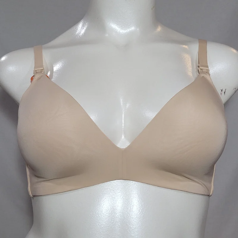 Gilligan O'Malley Nursing Maternity Micro Wireless Wire Free Bra 38D Mochachino Nude NWT