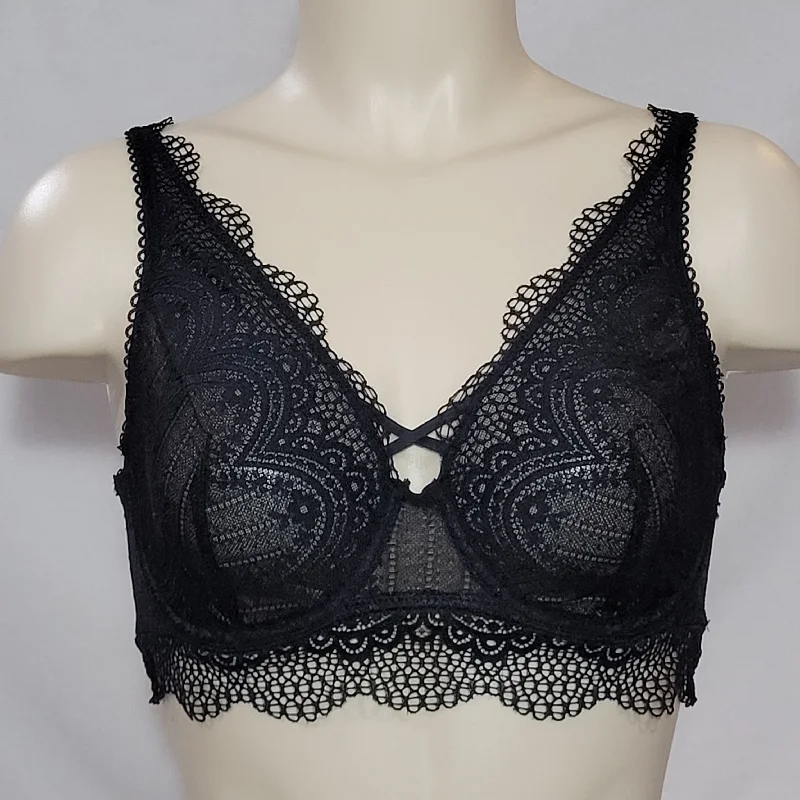 Gilligan & OMalley Semi Sheer Lace Underwire Bralette Size XS X-SMALL Black NWT