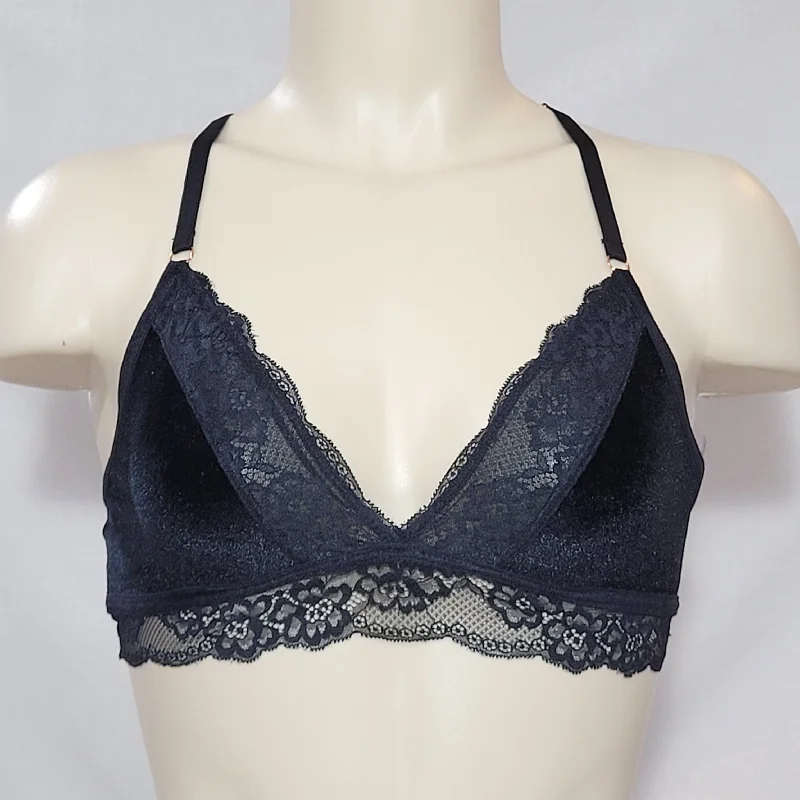 Gilligan & O'Malley Velvet and Lace Bralette Size XS X-SMALL Ebony Black