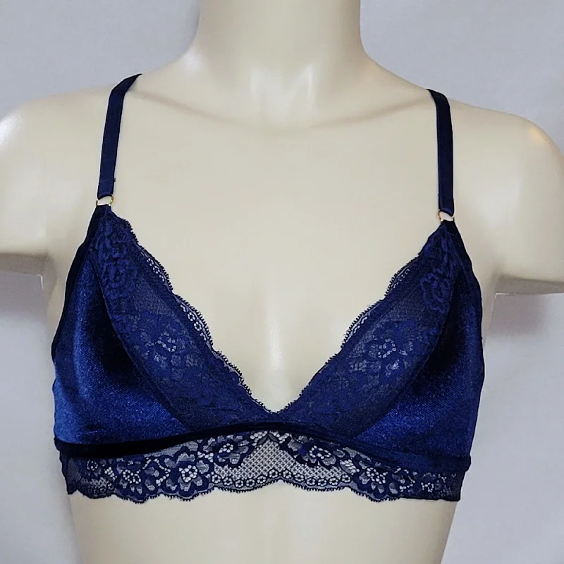 Gilligan & O'Malley Velvet and Lace Bralette Size XS X-SMALL Nighttime Blue