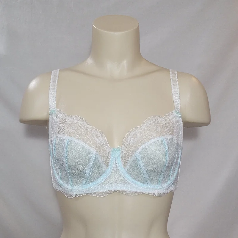 Jezebel 10035 Sylvia Unlined Lace UW Bra 34D White & Blue