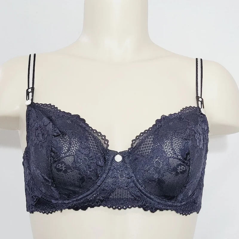 Jezebel 10123 Ideal Unlined Lace Underwire Demi Bra 34C Black NWT