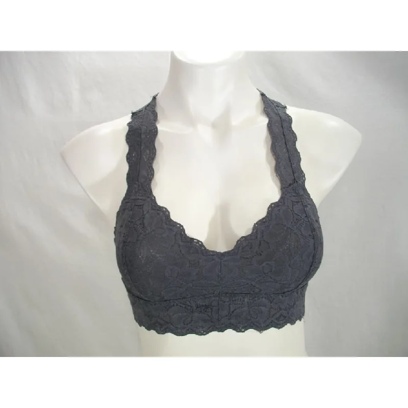 Jezebel C2844 Racerback Wire Free Lace Bralette SMALL Castlerock Gray