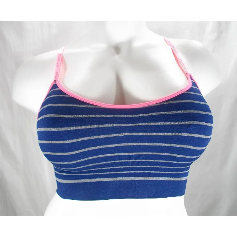 Joe Boxer Seamless Racerback Wire Free Sports Bra XL X-LARGE Navy Blue Striped
