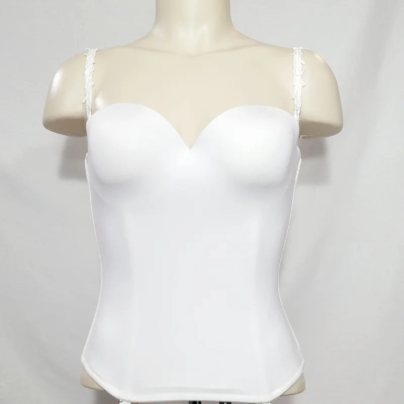 Le Mystere 2355 Bridal Seduction Hidden Underwire Bustier Longline Bra 36B White NWT