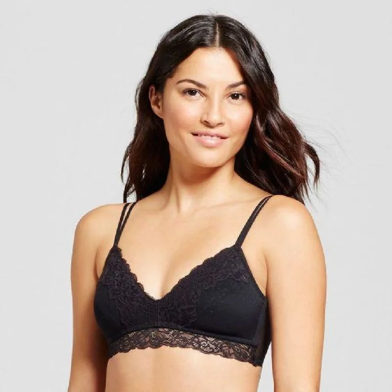 Maidenform SE1182 Self Expressions Wire Free Lace Bralette Size LARGE Black