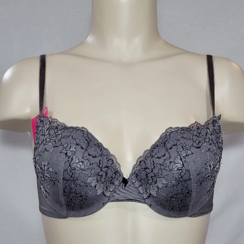 Maidenform Self Expressions 6660 Push Up and In Underwire Bra 34B Gray NWT