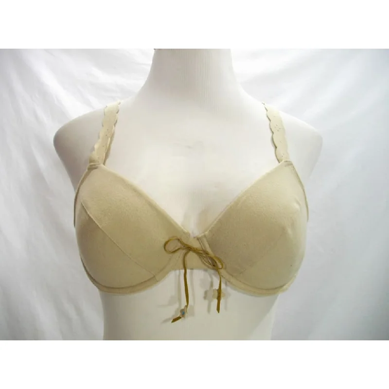 No Boundaries Brushed Suede Lazer Strap Suede-Like Underwire Padded Bra 36C Nude NWT