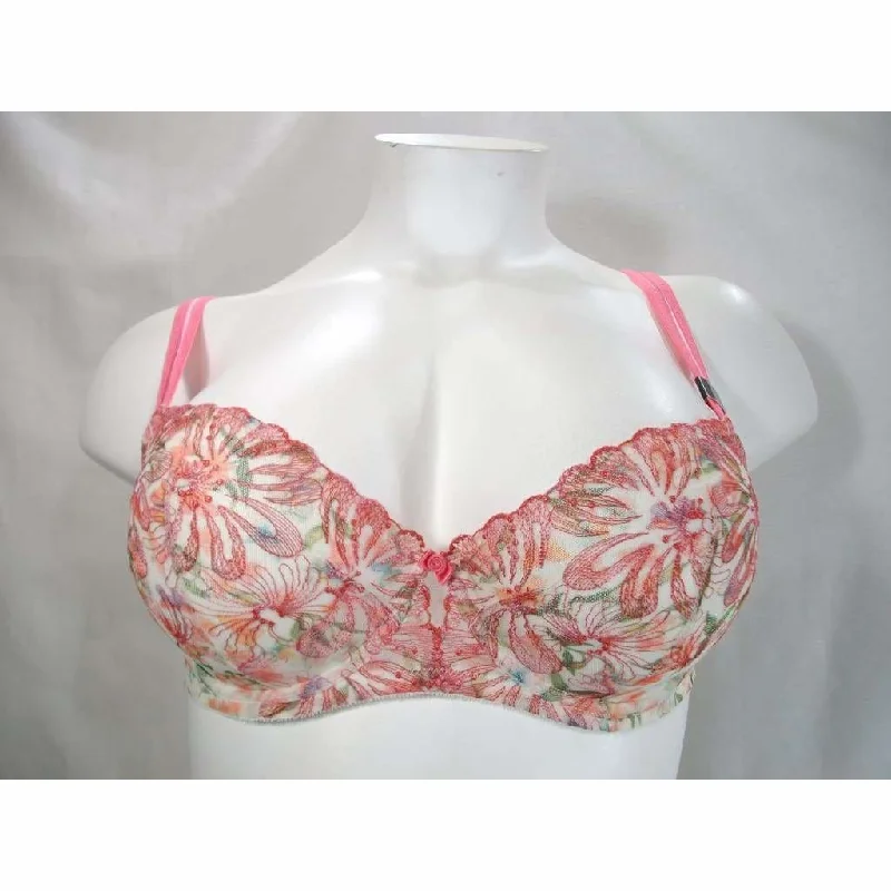 Paramour 115009 Ellie Demi Unlined Semi Sheer Lace Underwire Bra 42DDD Pink Floral NWT