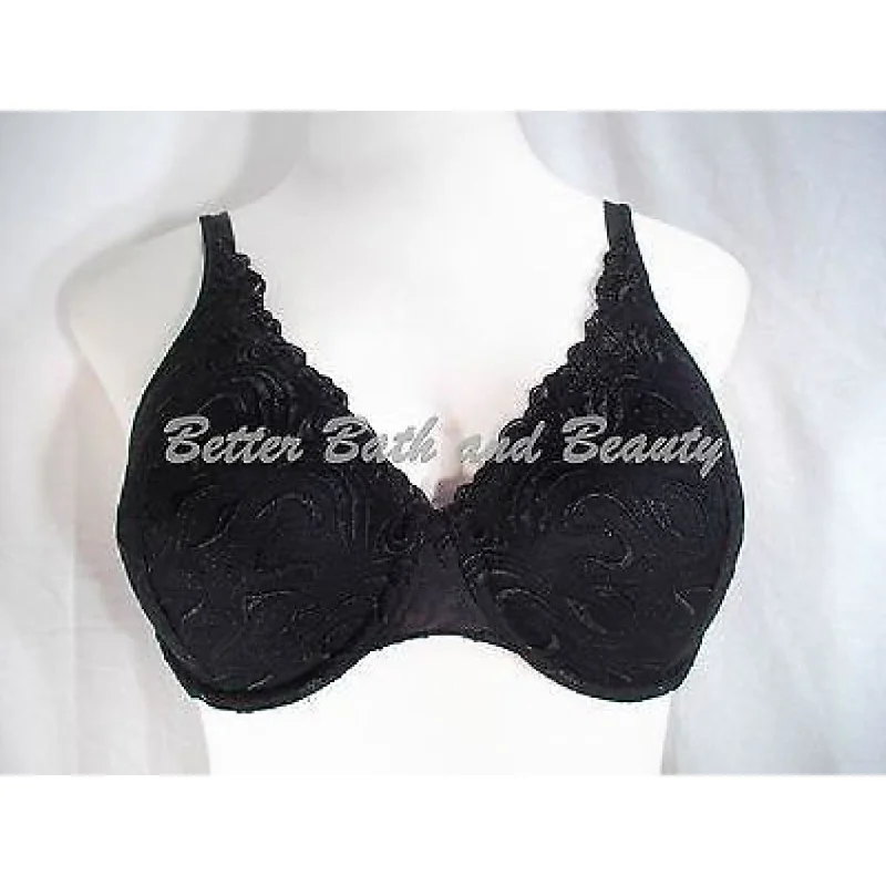 Playtex 7576 4513 Side Smoothing Embroidered Underwire Bra 36B Black