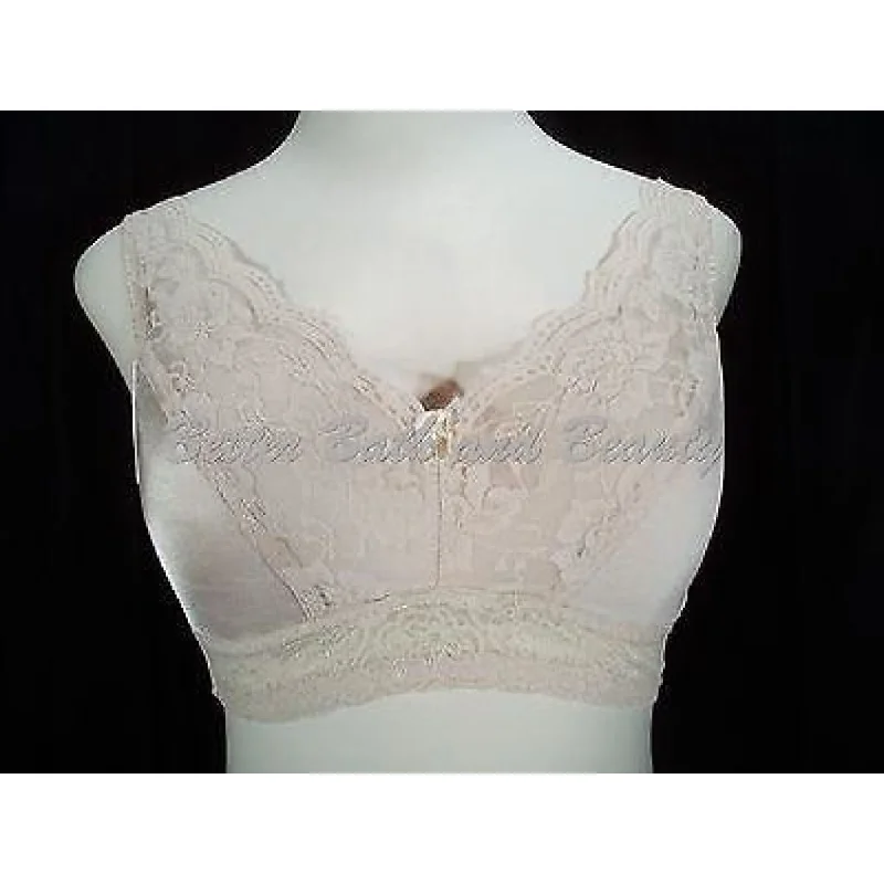 Rhonda Shear Satin & Lace Lined Divided Cup Wire Free Bra MEDIUM Nude