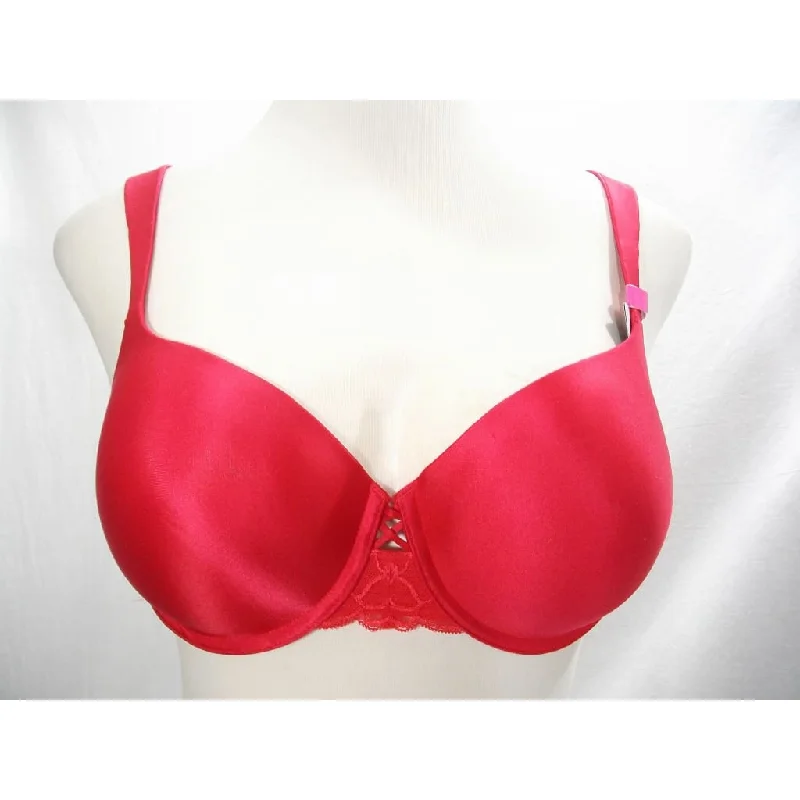 Self Expressions Maidenform 5071 Shimmer Molded Cup Lace Trim UW Bra 36D Red NWT
