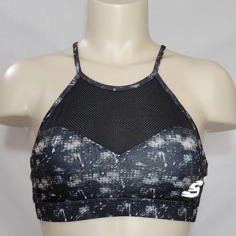 Sketchers Sport Illusion Wire Free Sports Bra SMALL Abstract Gray NWT