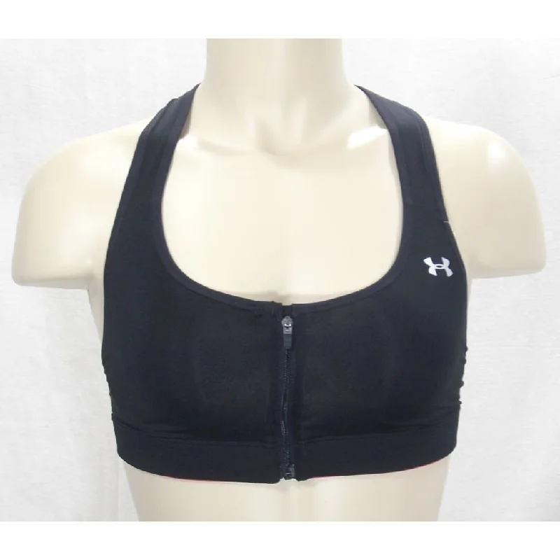 Under Armour 1236593 UA Armour Zip-Front Wire Free Protegee Bra 30C Black NWT