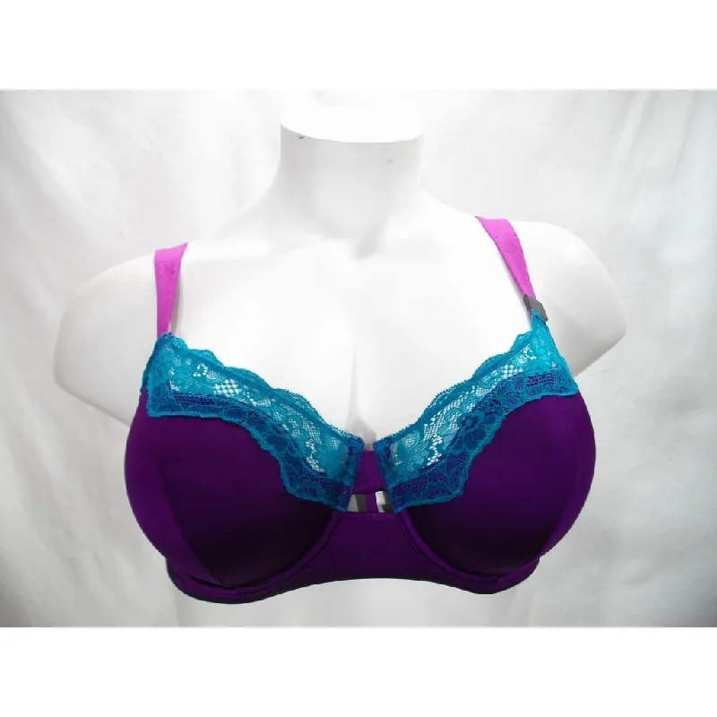 Unveiled by Felina 110059 Entre-Doux Unlined UW Bra 38DDD Majesty Purple & Jade