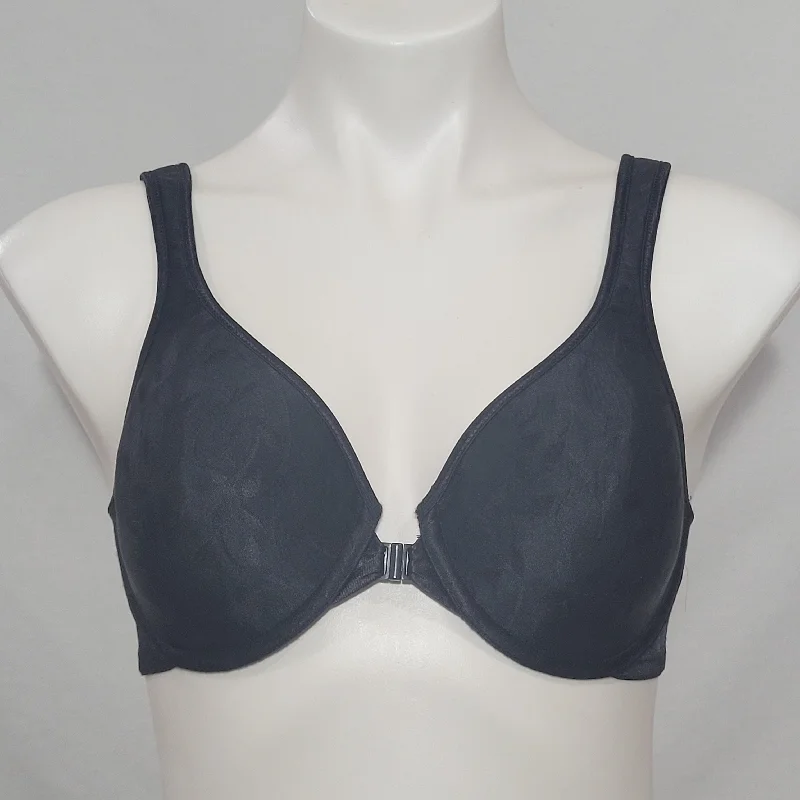 Vanity Fair 75181 Front Close Spacer Jacquard Satin Underwire Bra 34C Black