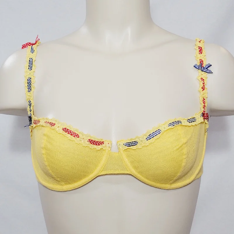 Verdissima Semi Sheer Mesh Balconette Underwire Bra SIZE 36 Yellow