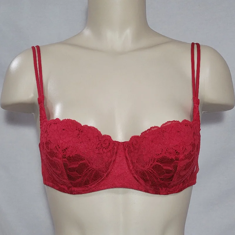 Victoria's Secret Lace Covered Balconet Air Pad Push Up Underwire Bra 34B Red