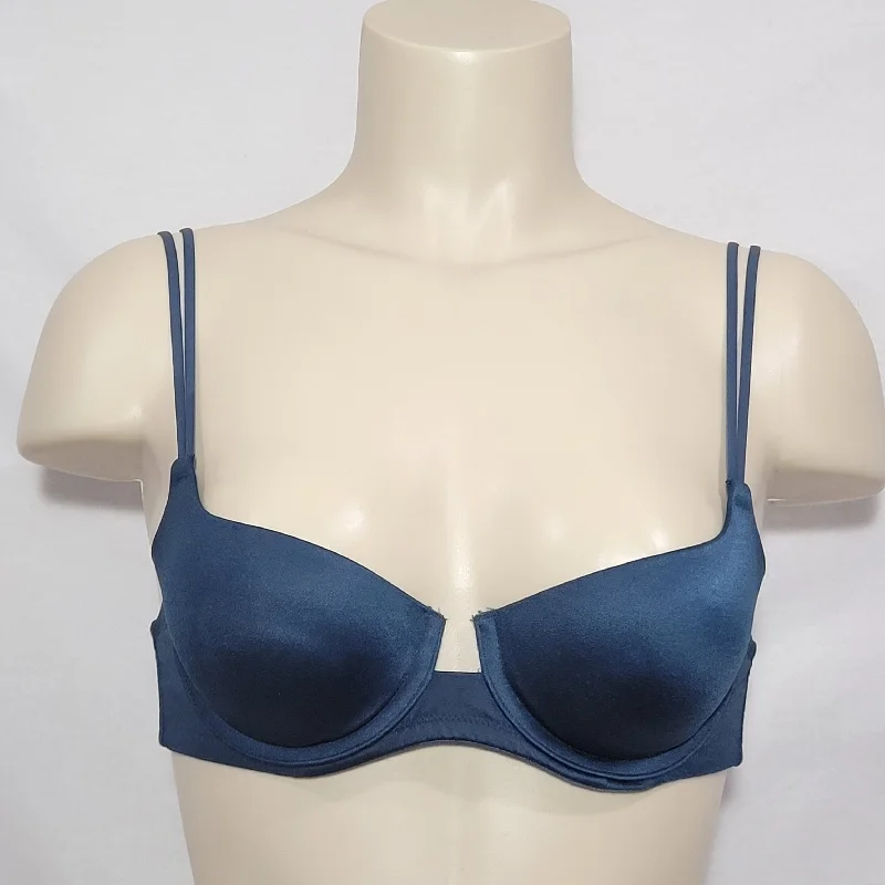 Victoria's Secret Smooth Satin Air Pad Padded Push Up Underwire Bra 32A Teal