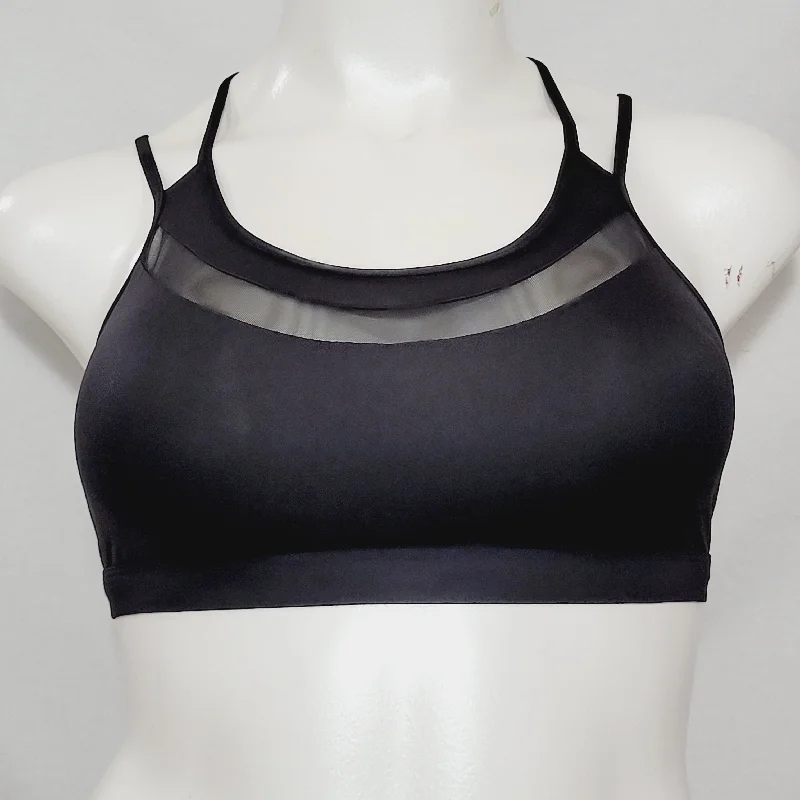 Victoria's Secret VICTORIA SPORT Strappy Back Wire Free Mesh Insert Bra MEDIUM Black