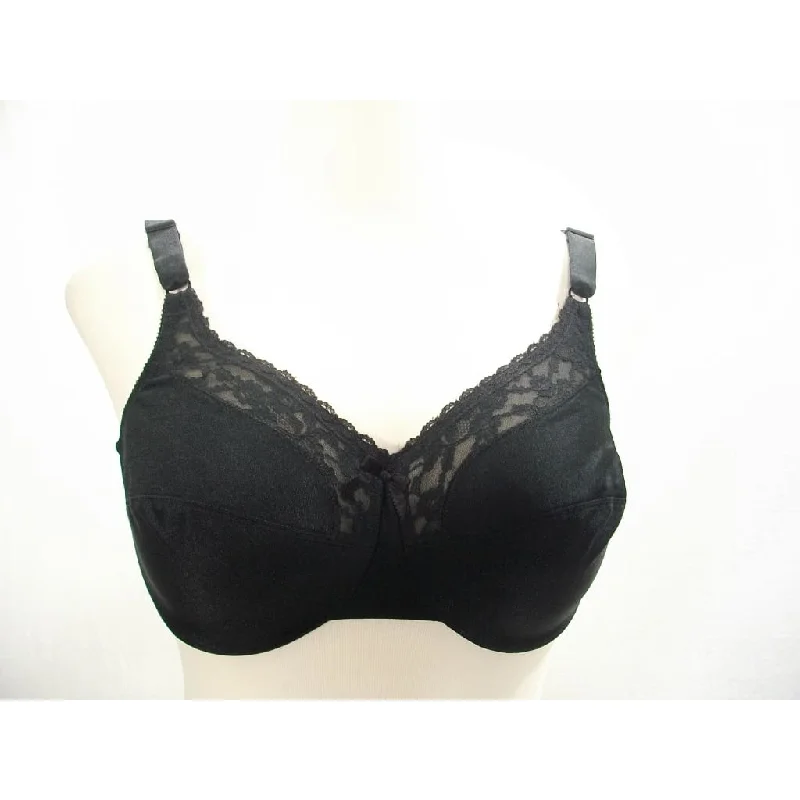Warner's 1256 No Exaggeration Lace Trim Divided Cup Underwire Bra 36D Black