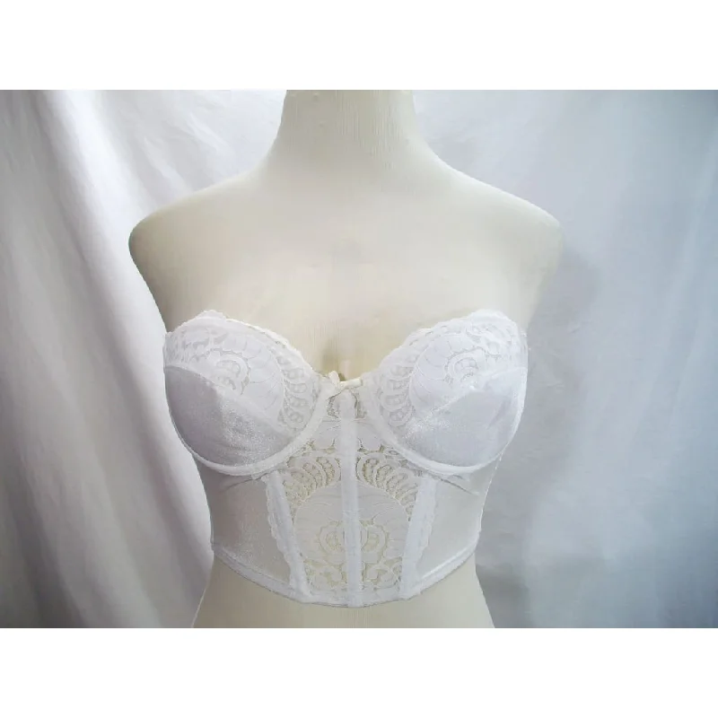 Warner's 1373 Lace Royale Low Back Longline Bra 36B White NWT