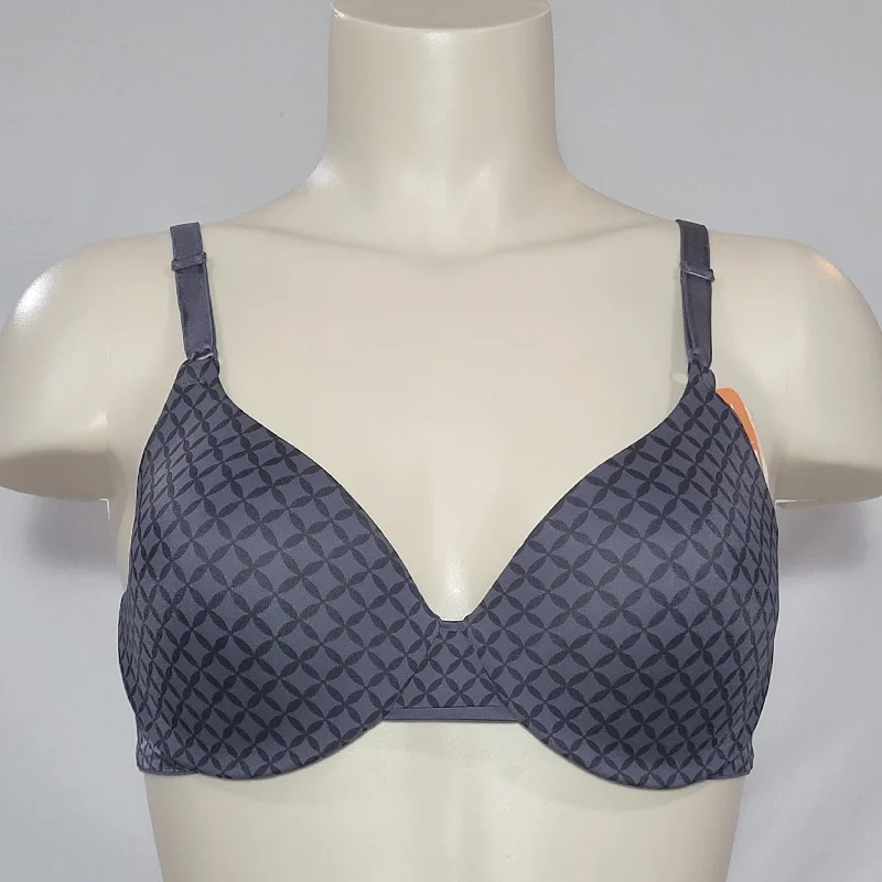 Warner's 1593TA Simply Perfect Cushioned Comfort Underwire Bra 34B Gunmetal Gray Geo Print NWT