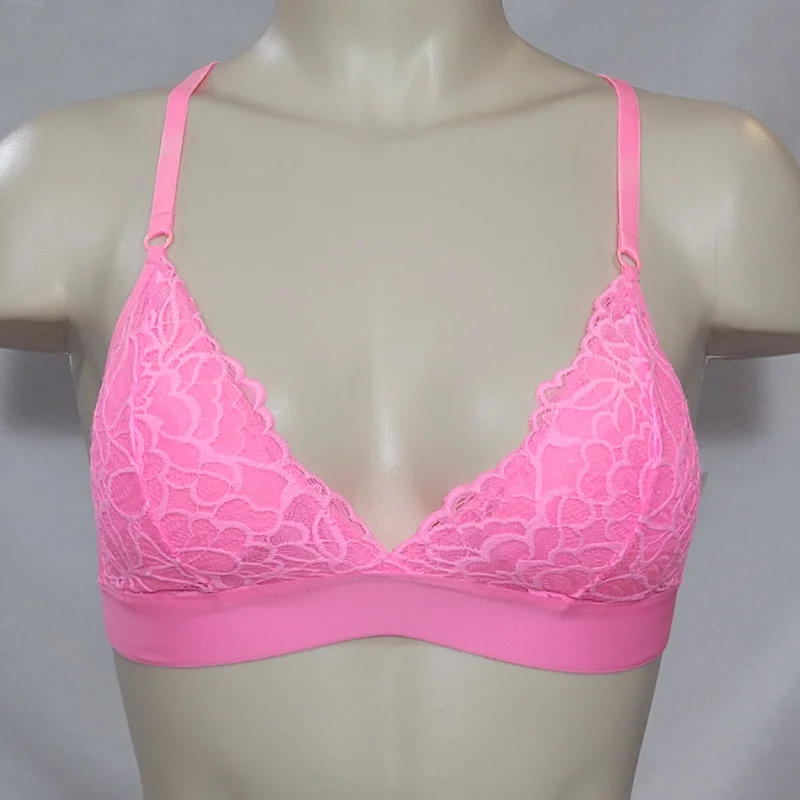 Xhilaration Banded Lace Wire Free Padded Bralette Bra XL X-LARGE Daring Pink