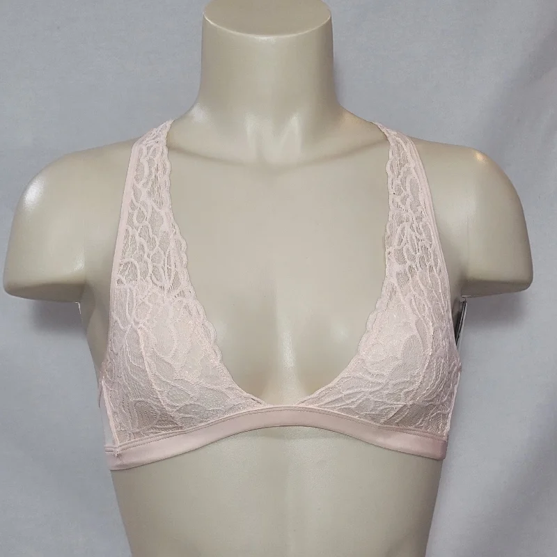 Xhilaration Deep Plunge Wire Free Lace Bralette XS X-SMALL Feather Peach NWT