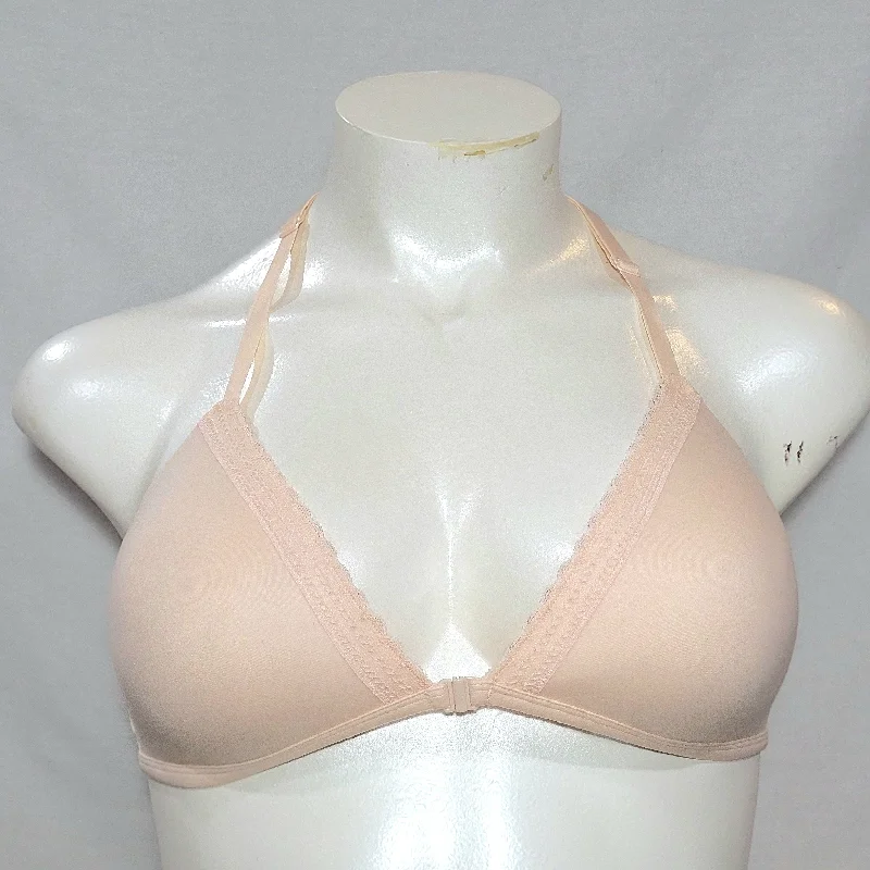 Xhilaration Front Close Lounge Wire Free Lace Trim Bra Bralette 36C Feather Peach
