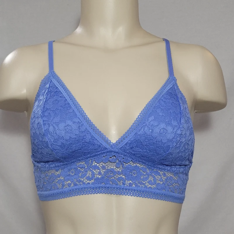 Xhilaration Lace Long Line Longline Strappy Back Bralette Bra SMALL Marine Blue
