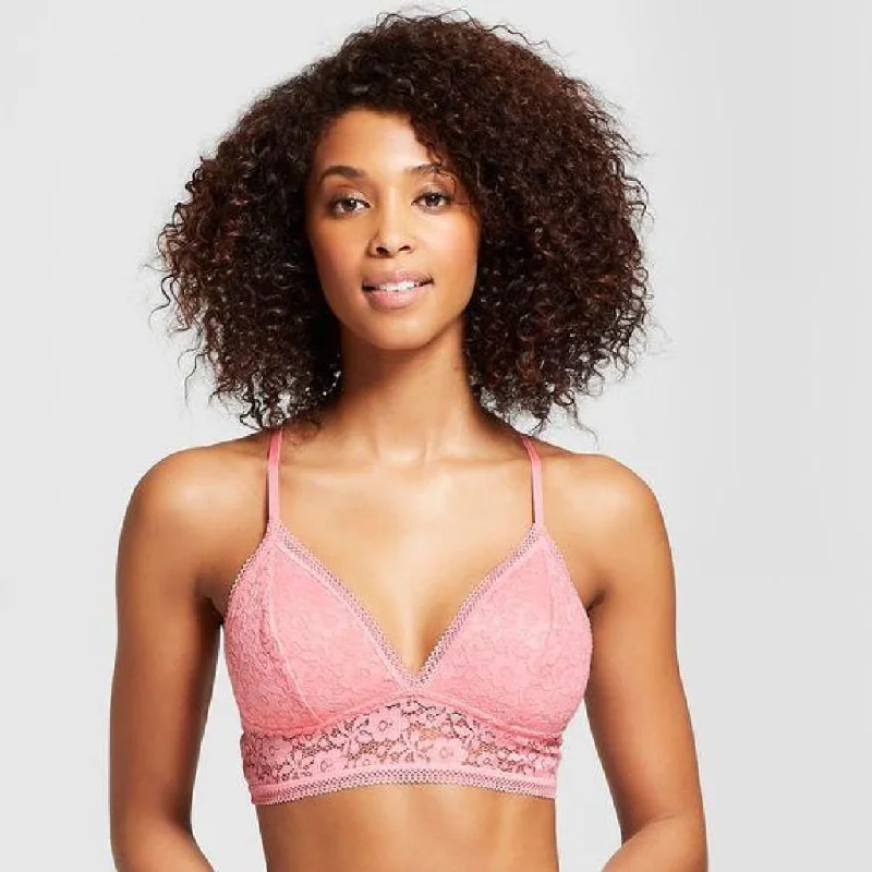 Xhilaration Lace Long Line Longline Strappy Back Bralette Bra XL X-LARGE Pink