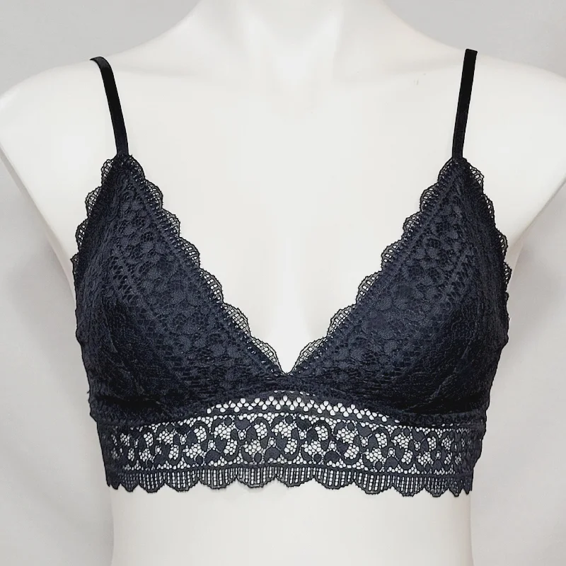 Xhilaration Lace Triangle Wire Free Bralette MEDIUM Black NWT