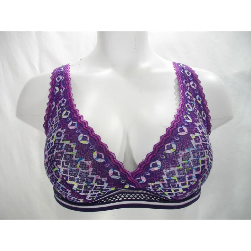 Xhilaration Multi Lace High Apex Wire Free Bra Bralette SMALL Purple Crest