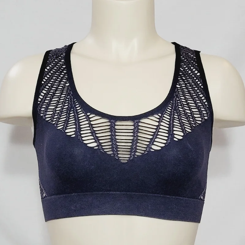 Xhilaration Seamless Macrame Acid Wash Bralette  X-SMALL Black NWT