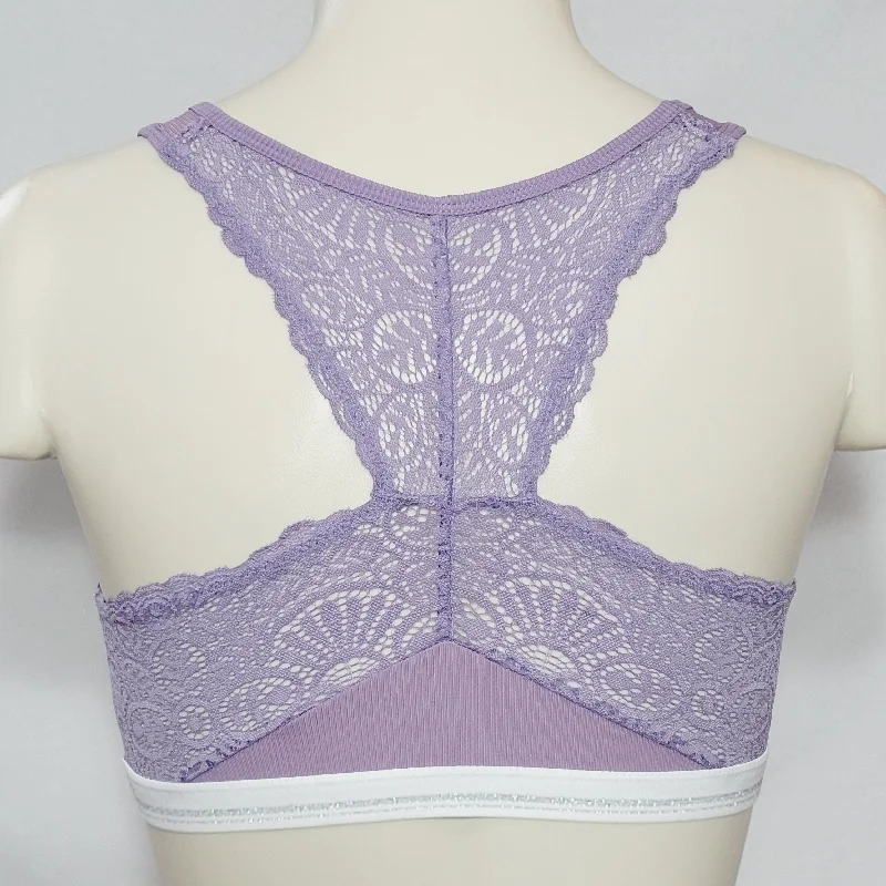 Xhilaration Sporty Rib Lace Racer Wire Free Bralette XL X-LARGE Stormy Purple
