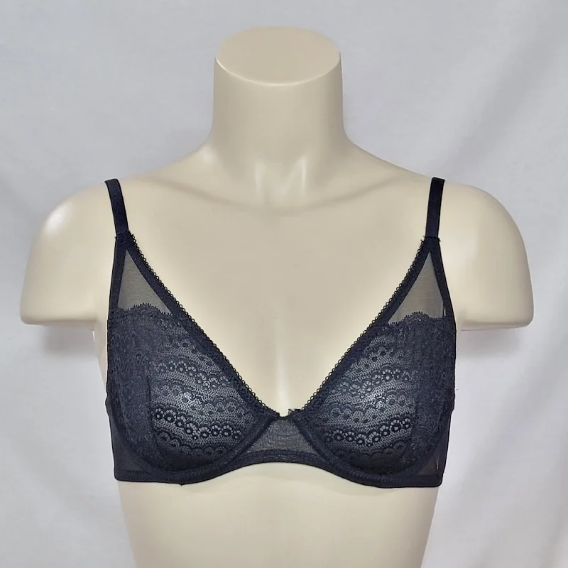 Xhilaration Unlined T-Shirt Lace Underwire Bra 32B Ebony Black
